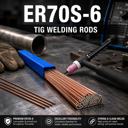 AWS ER70S-6 1/16 in (1.6 mm) 11 lb (5 kg) Pack TIG Welding Rods – High Deoxidizer, Smooth Flow, Mild Steel, DCEN