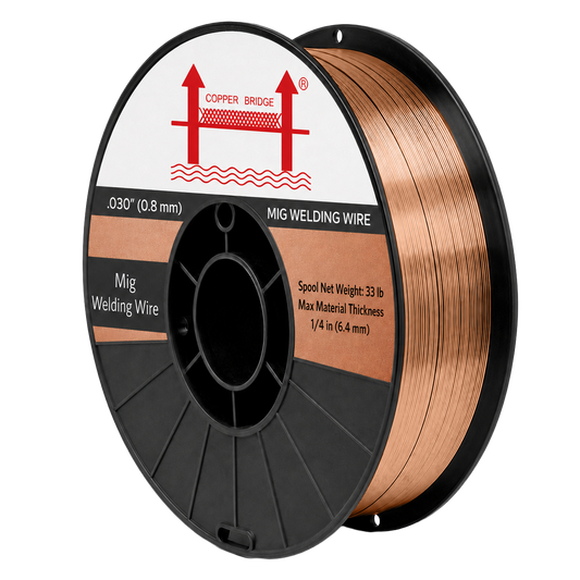 AWS ER70S-6 .030 in (0.8 mm) 33 lb (15 kg) Spool Solid MIG Wire – High Deoxidizer, Smooth Arc, Mild Steel, DCEP