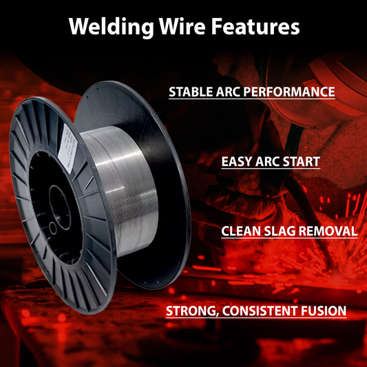 AWS E71T-GS .035 in (0.9 mm) 11 lb (5 kg) Spool Gasless Flux-Cored Wire "Innershield Style" – No Gas Needed, Outdoor Ready, Wind Resistant