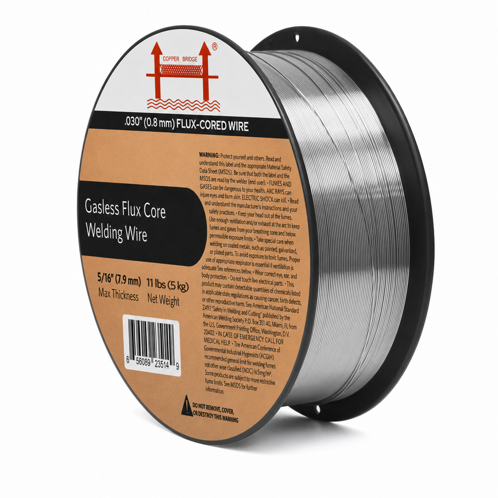 AWS E71T-GS .030 in (0.8 mm) 11 lb (5 kg) Spool Gasless Flux-Cored Wire "Innershield Style" – Self-Shielded, Smooth Arc, Mild Steel, DCEN