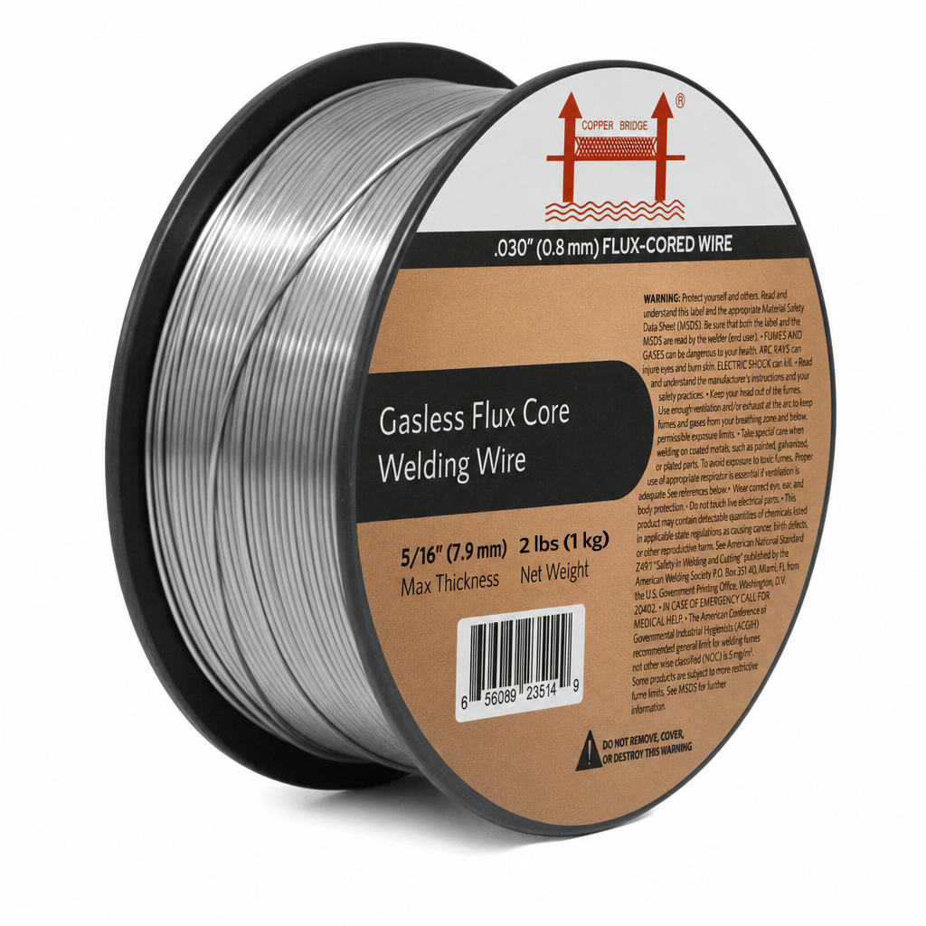 AWS E71T-GS .030 in (0.8 mm) 2 lb (1 kg) Spool Gasless Flux-Cored Wire "Innershield Style" – No Gas Needed, Outdoor Ready, Wind Resistant