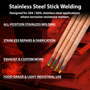 AWS E308L-16 1/8 in (3.2 mm), 2 lb Box Stainless Stick Electrodes