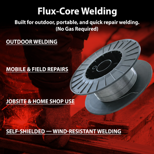AWS E71T-GS .030 in (0.8 mm) 33 lb (15 kg) Spool Gasless Flux-Cored Wire "Innershield Style" – No Gas Needed, Outdoor Ready, Wind Resistant