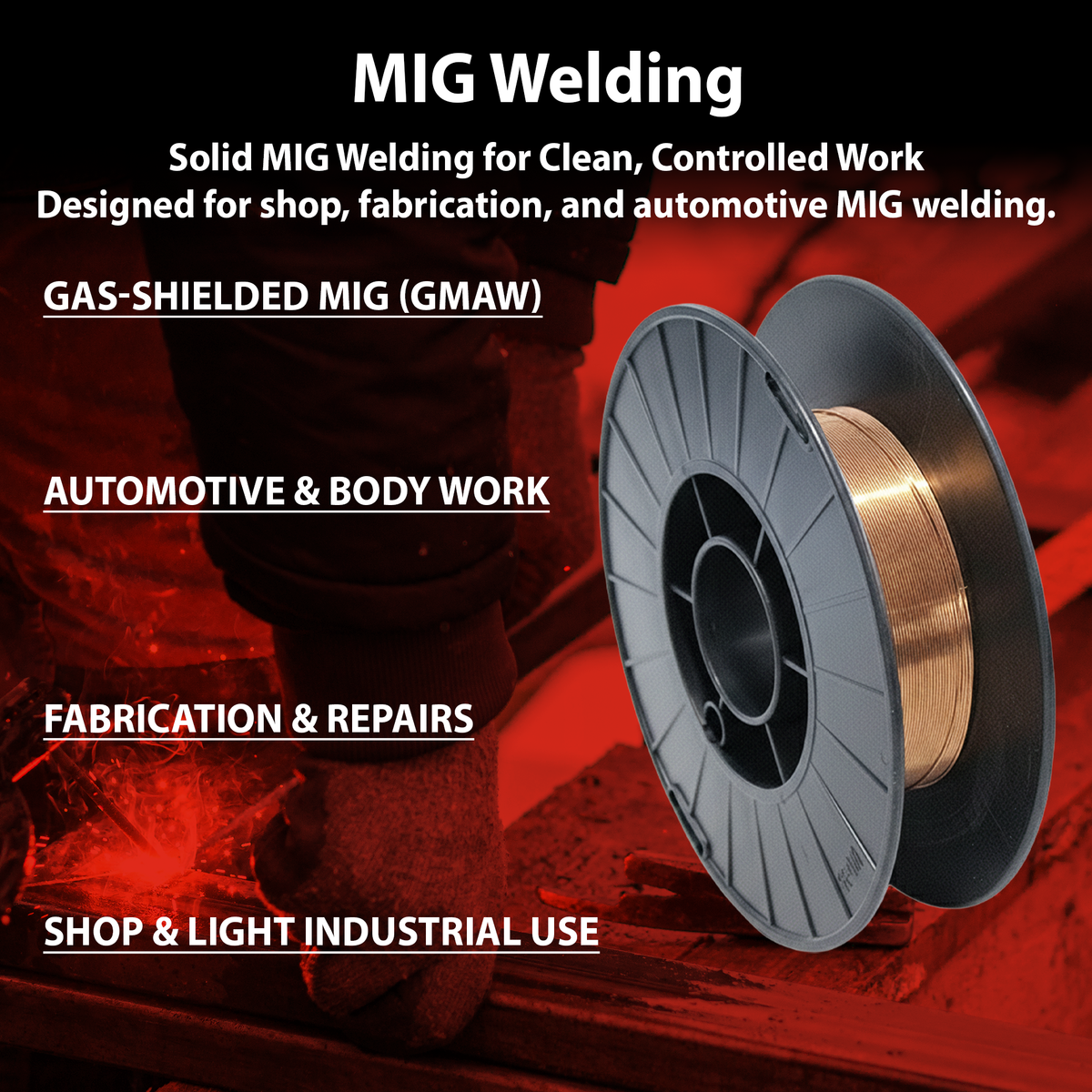 AWS ER70S-6 .035 in (0.9 mm) 33 lb (15 kg) Spool Solid MIG Wire – High Deoxidizer, Smooth Arc, Mild Steel, DCEP