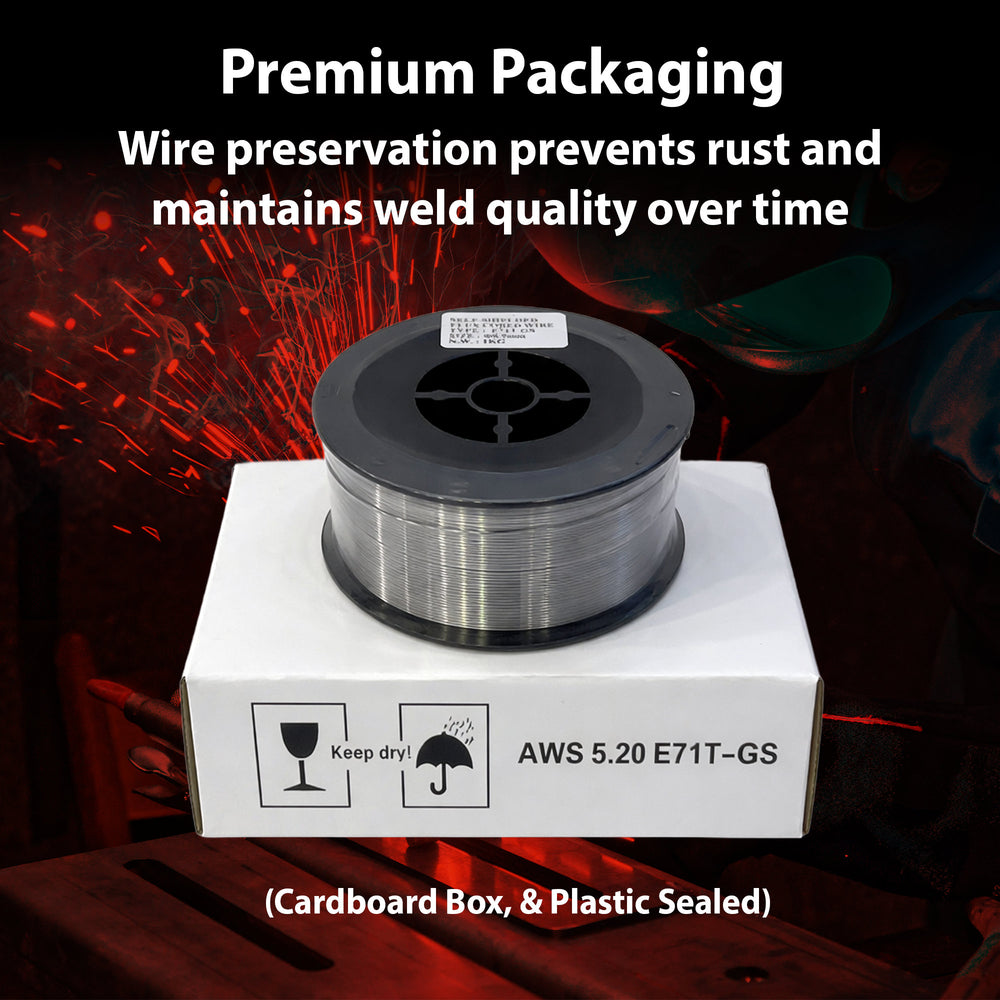 AWS E71T-GS .030 in (0.8 mm) 2 lb (1 kg) Spool Gasless Flux-Cored Wire "Innershield Style" – No Gas Needed, Outdoor Ready, Wind Resistant