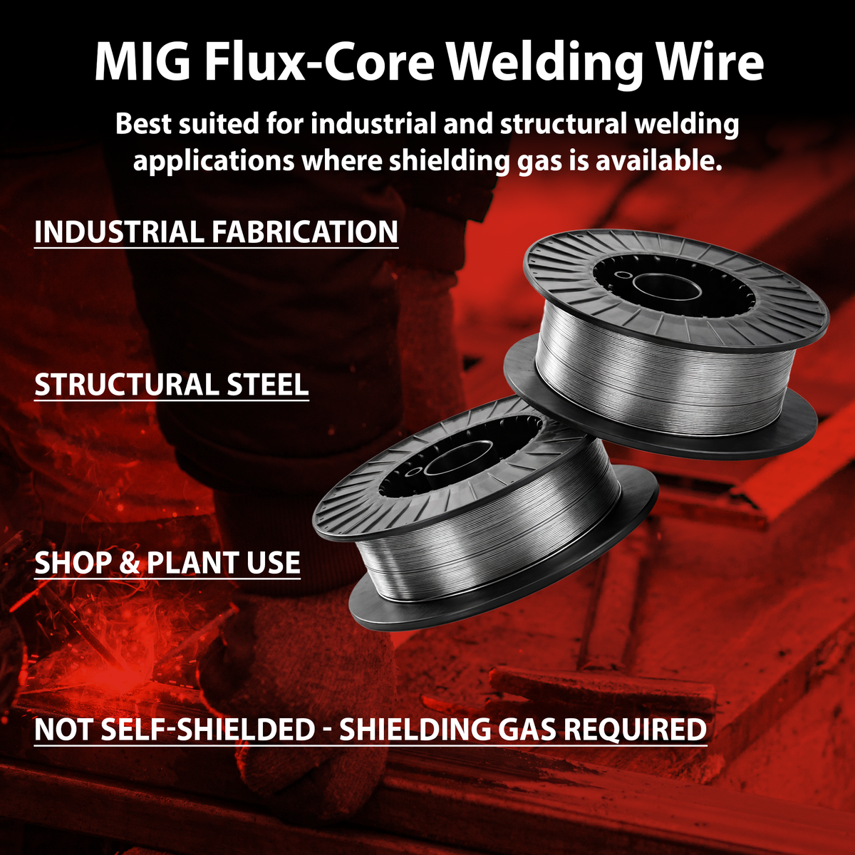 AWS E71T-1C .045 in (1.2 mm), 33 lb (15 kg) Spool, Dual Shielded Flux-Cored Wire