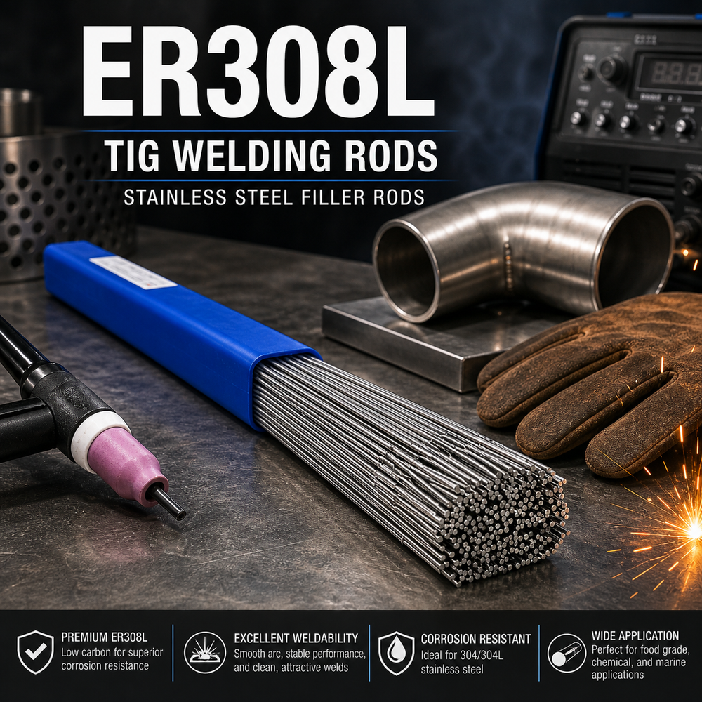 AWS ER308L 1/16 in (1.6 mm) 11 lb (5 kg) Pack Stainless TIG Welding Rods – Low Carbon, Corrosion Resistant, Stainless Steel, DCEN